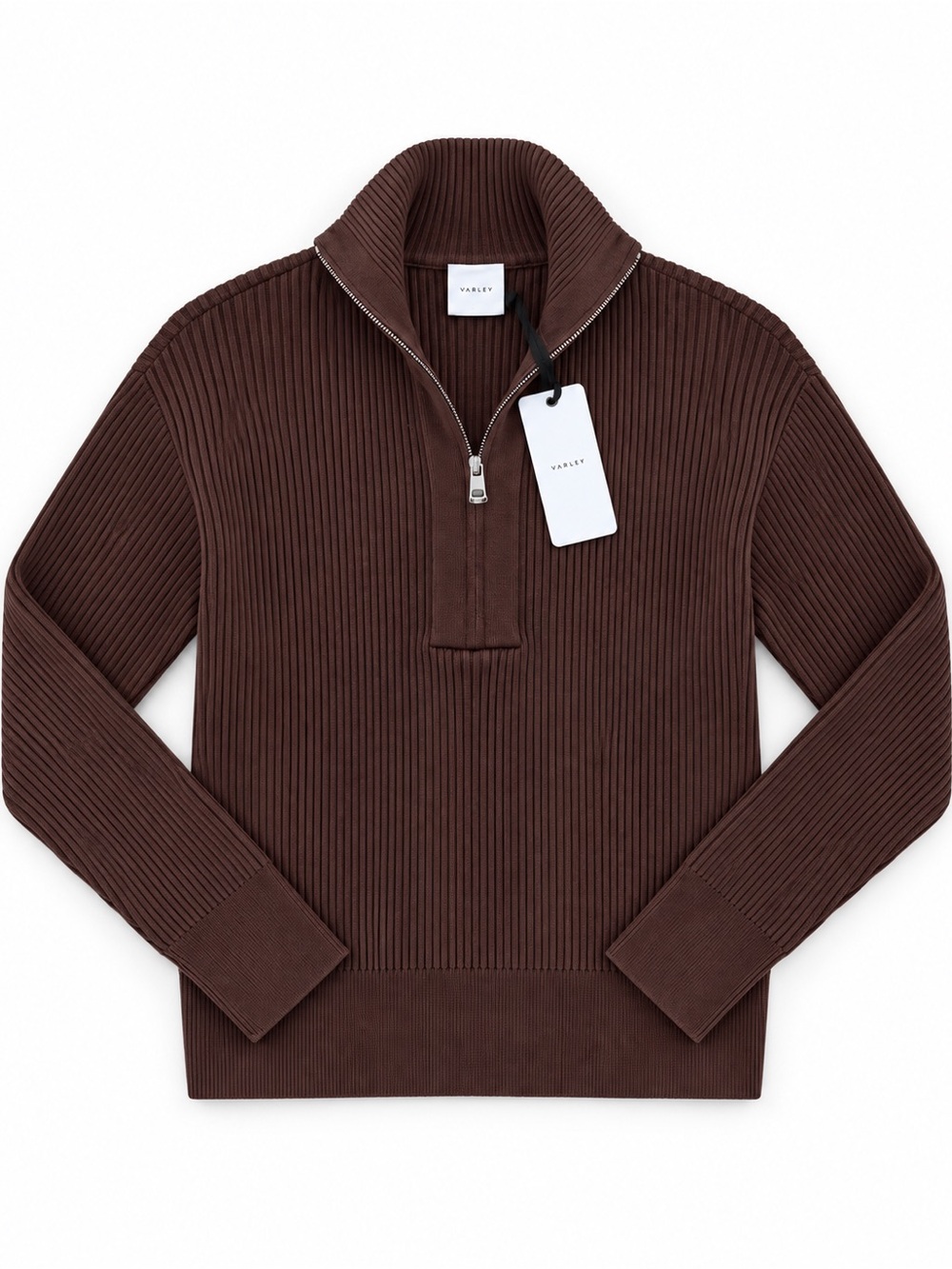 Varley Janie Half Zip Knit Sweater Chestnut Brown Size S NWT $138